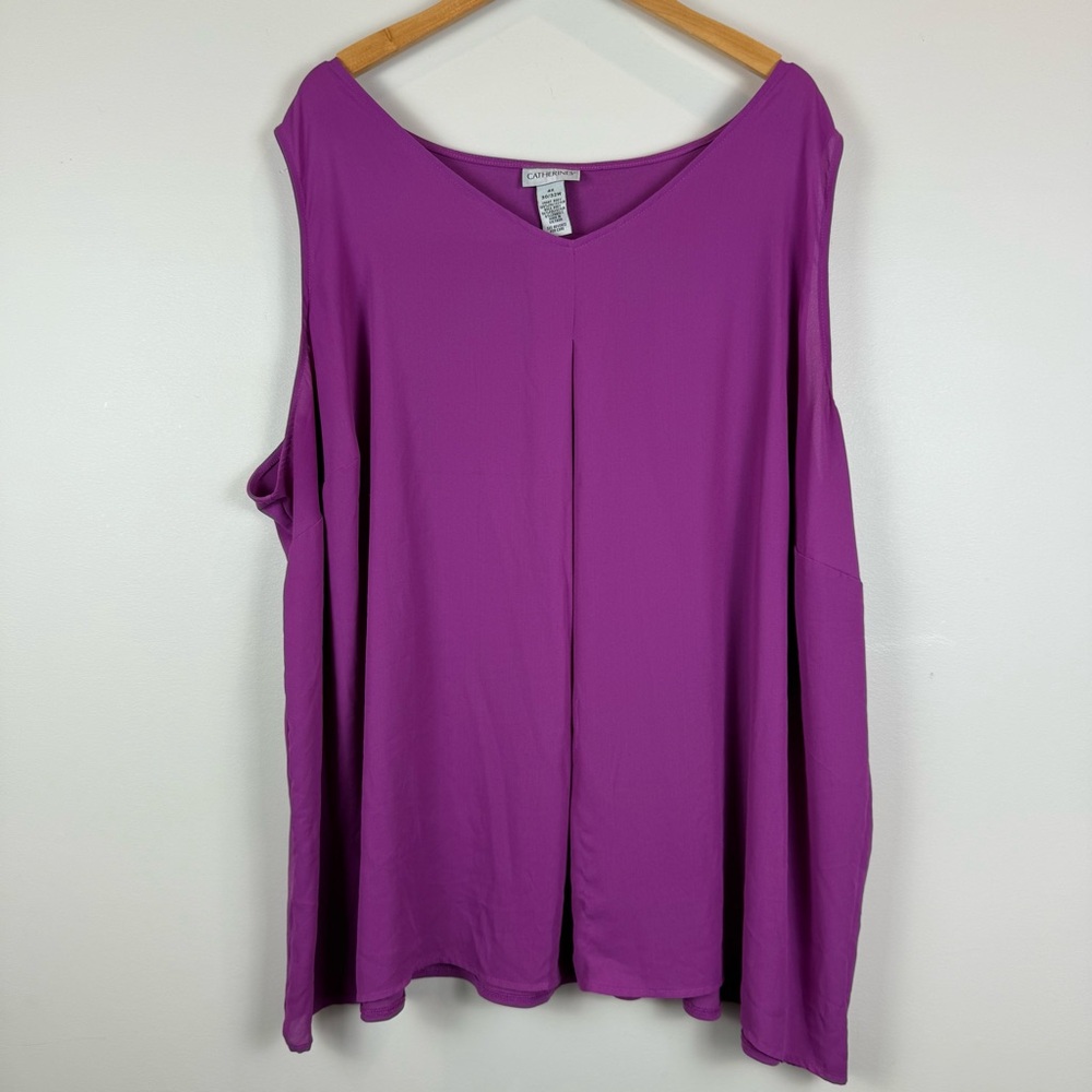 Catherines‎ Tank Top Women's 4X Purple Stretch Sleeveless Blouse Classic Summer